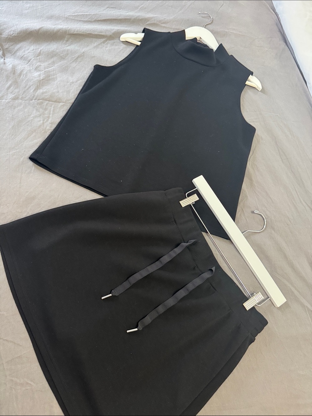 Black Women’s Drawstring Mini Skirt and top - Sleek Casual Style